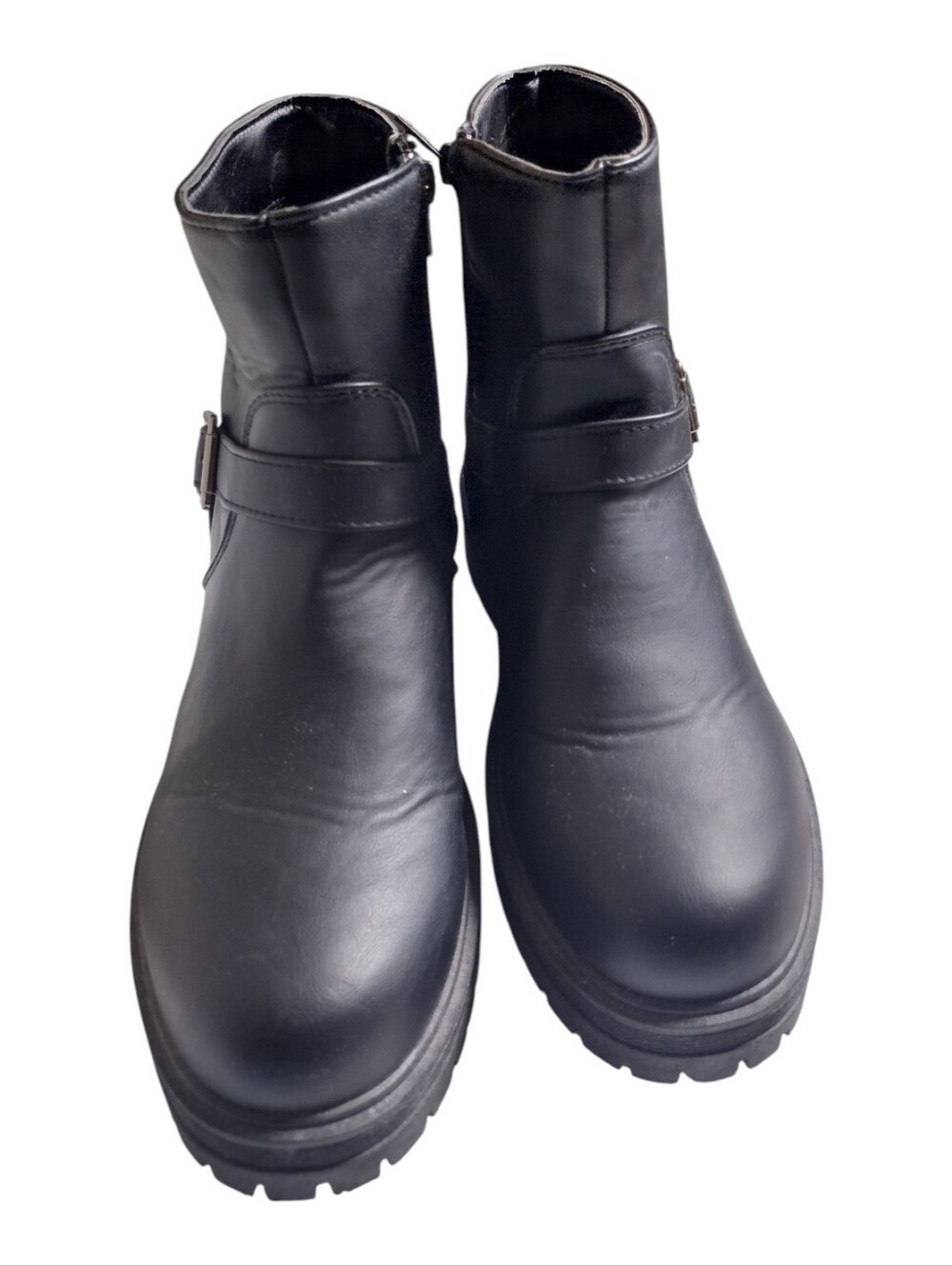 Black Women's Ankle Boots with Buckle Strap